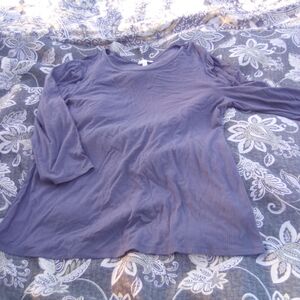 Gray Time and Tru Blue 3/4 Sleeve Relaxed Blouse